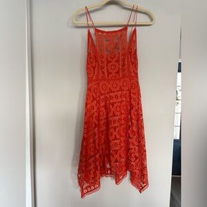 Free People Orange Backless Spaghetti Strap Dress